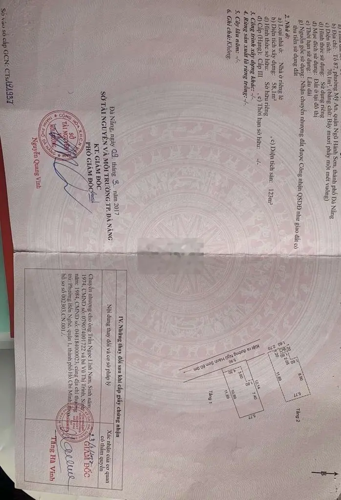 Bán nhà 2 tầng kiệt ô tô 4m. Số 87 ngũ hành sơn. Mỹ an. 4 tỷ 250 có tl