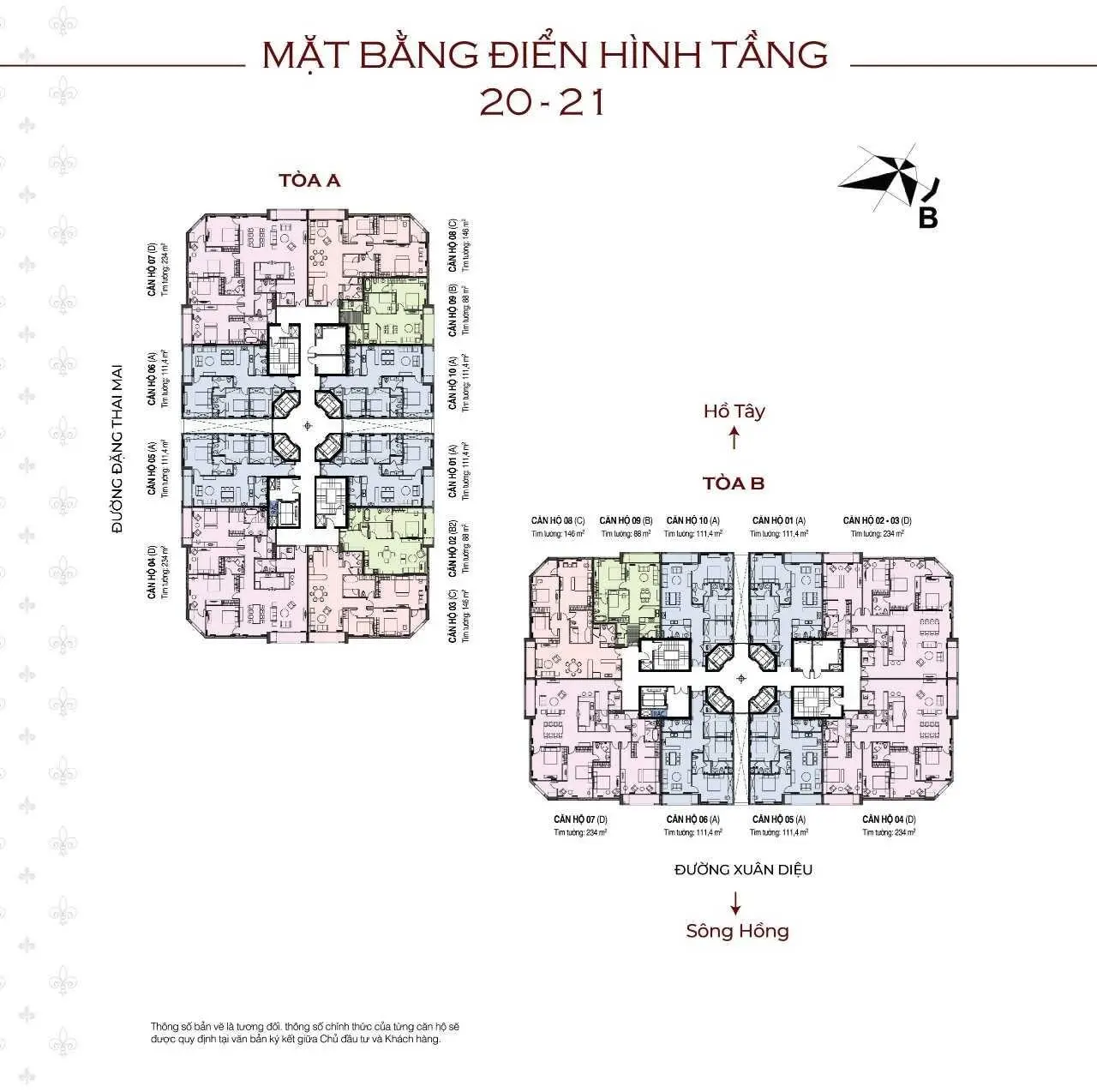 Tổng hợp quỹ căn đẹp có giá rẻ nhất tòa D'Le Roi Soleil số 2 Đặng Thai Mai, Quảng An Tây Hồ, Hà Nội