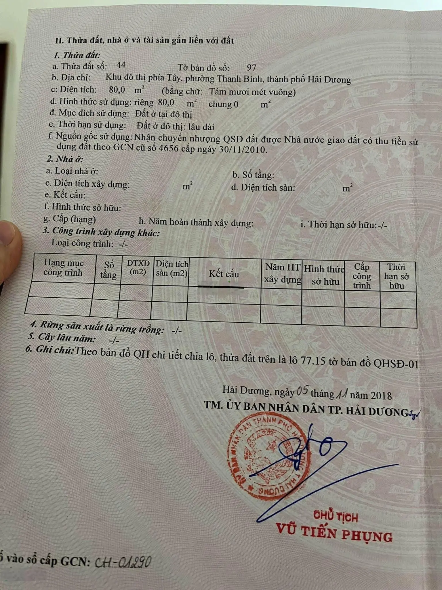 Bán lô đất mặt phố Trần Nguyên Đán, P Thanh Bình, TP Hải Dương