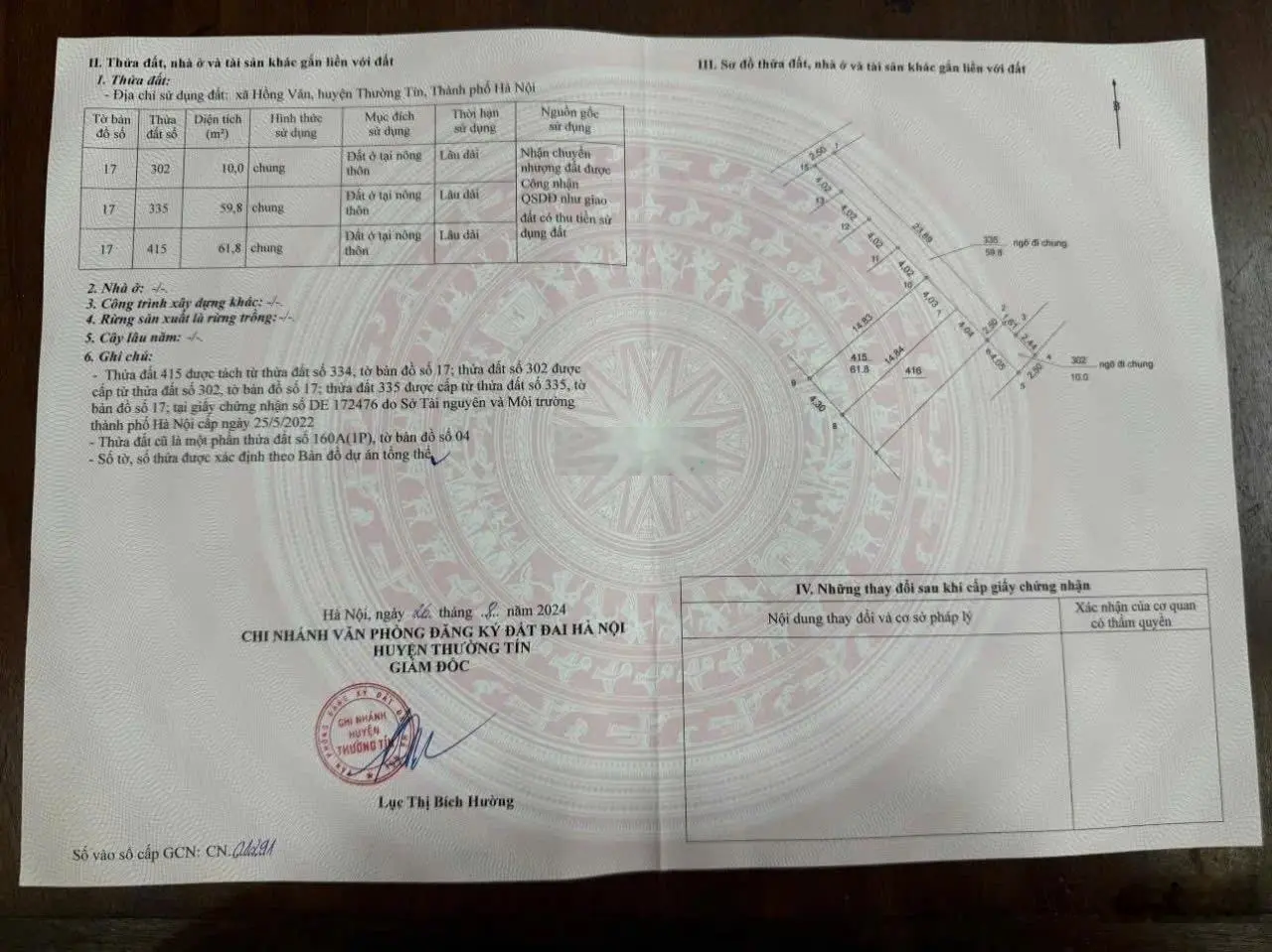 Chính chủ bán đất xâm xuyên hồng vân cạnh vd4 và cầu mễ sở chỉ nhỉnh 1 tỷ ạ o tô đỗ cửa