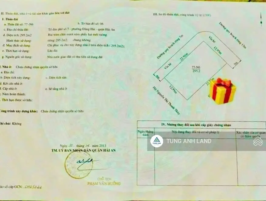 Bán lô 295.2m2 góc biệt thự Phúc Lộc, Lê Hồng Phong