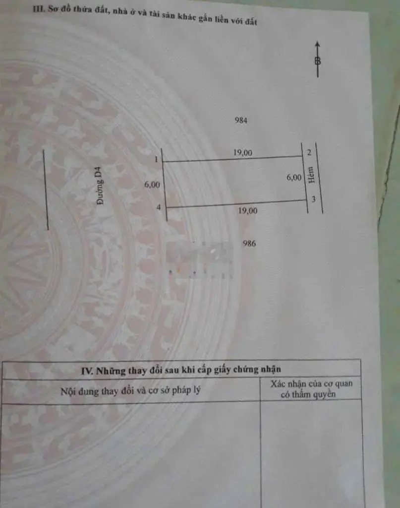 Nền 114m² đường lớn D4 Khu Tái định cư Phường 9
