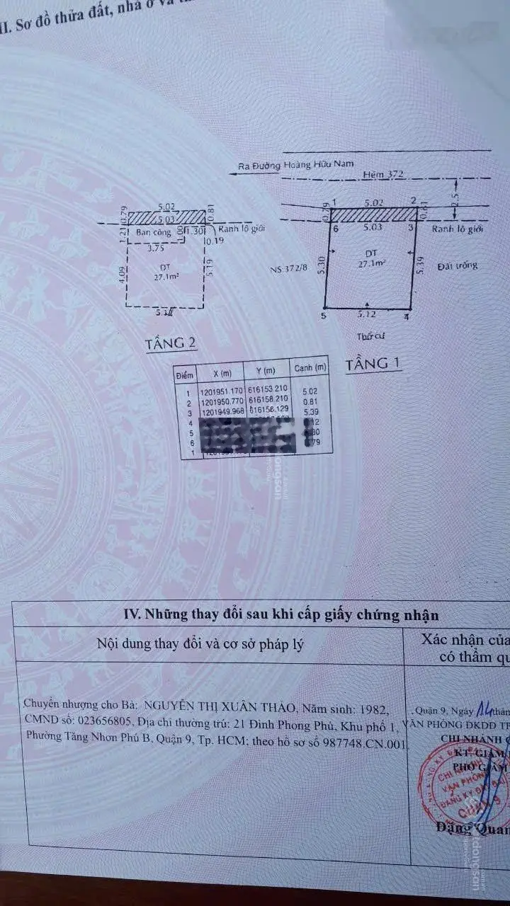 Bán nhà hẻm 372 Hoàng Hữu Nam - Q9 Gần Đại Học Hutech và FPT bên hông Suối Tiên