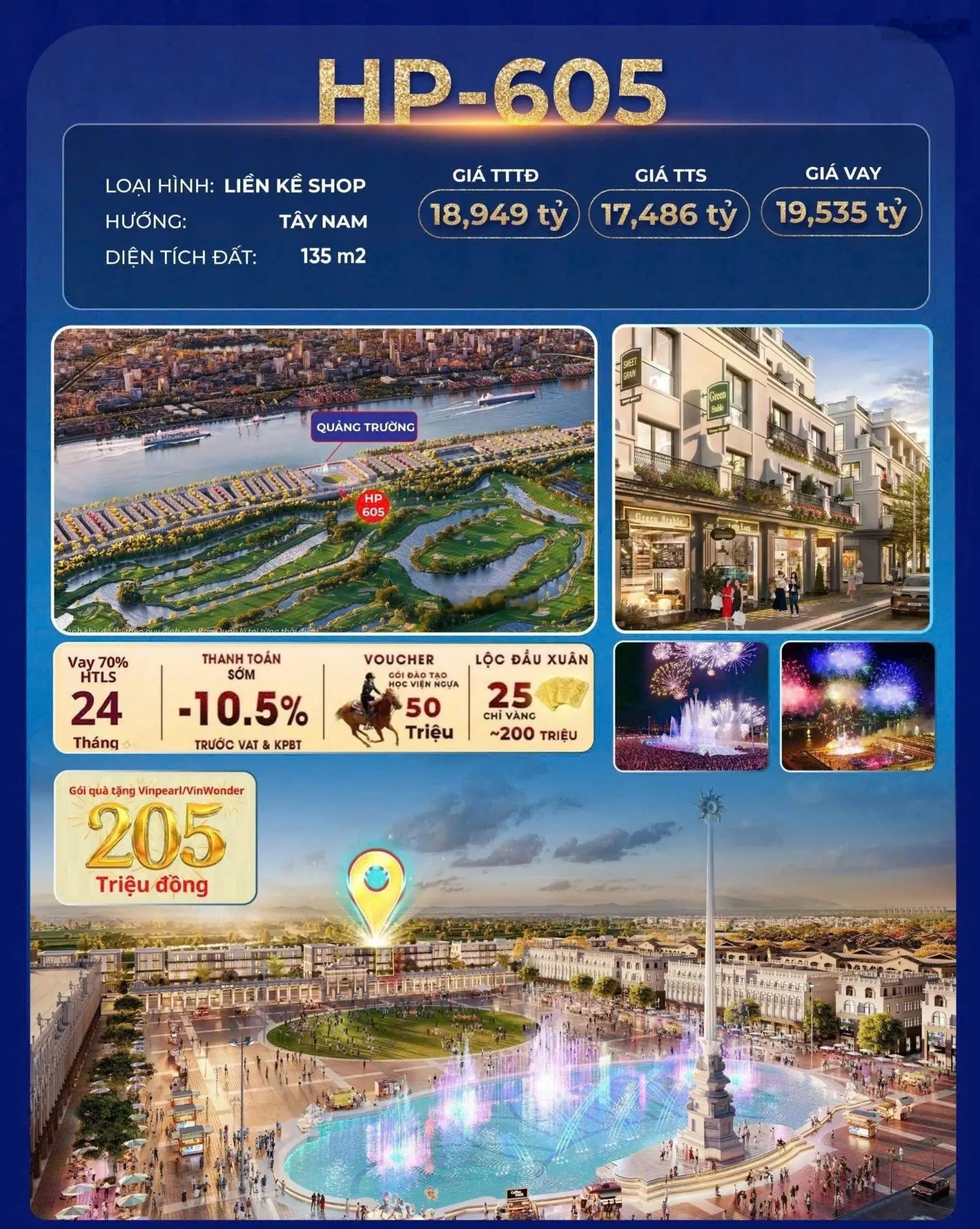 Bán Shophouse 135m2 tại Vinhomes Royal Island,, Thủy Nguyên, Hải Phòng Đối Diện Quảng Trường