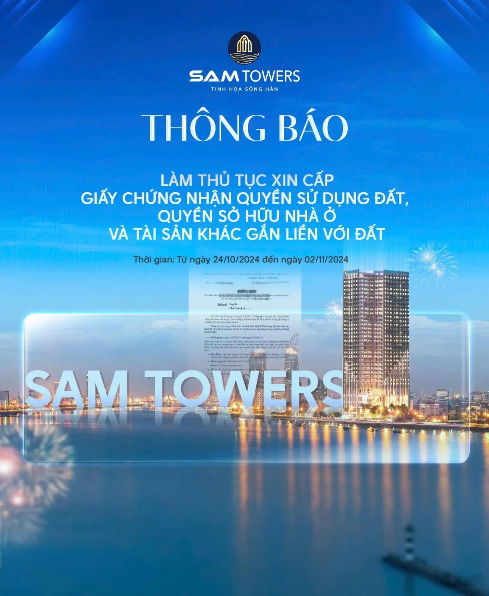 Thông tin chính thống từ CĐT SAM Towers & chính sách bán hàng T12/2024