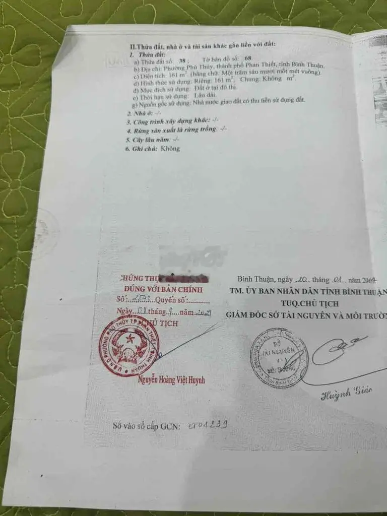 CẦN BÁN LÔ BIỆT THỰ 161m2 LÊ ĐẠI HÀNH - TP PHAN THIẾT GIÁ RẺ ĐẦU TƯ