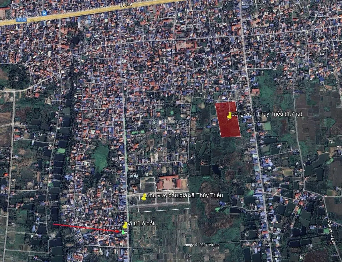 Bán bạt đất thổ cư rộng 320m2 tại thôn 7 thủy triều, thủy nguyên, hải phòng giá 3,2 tỷ
