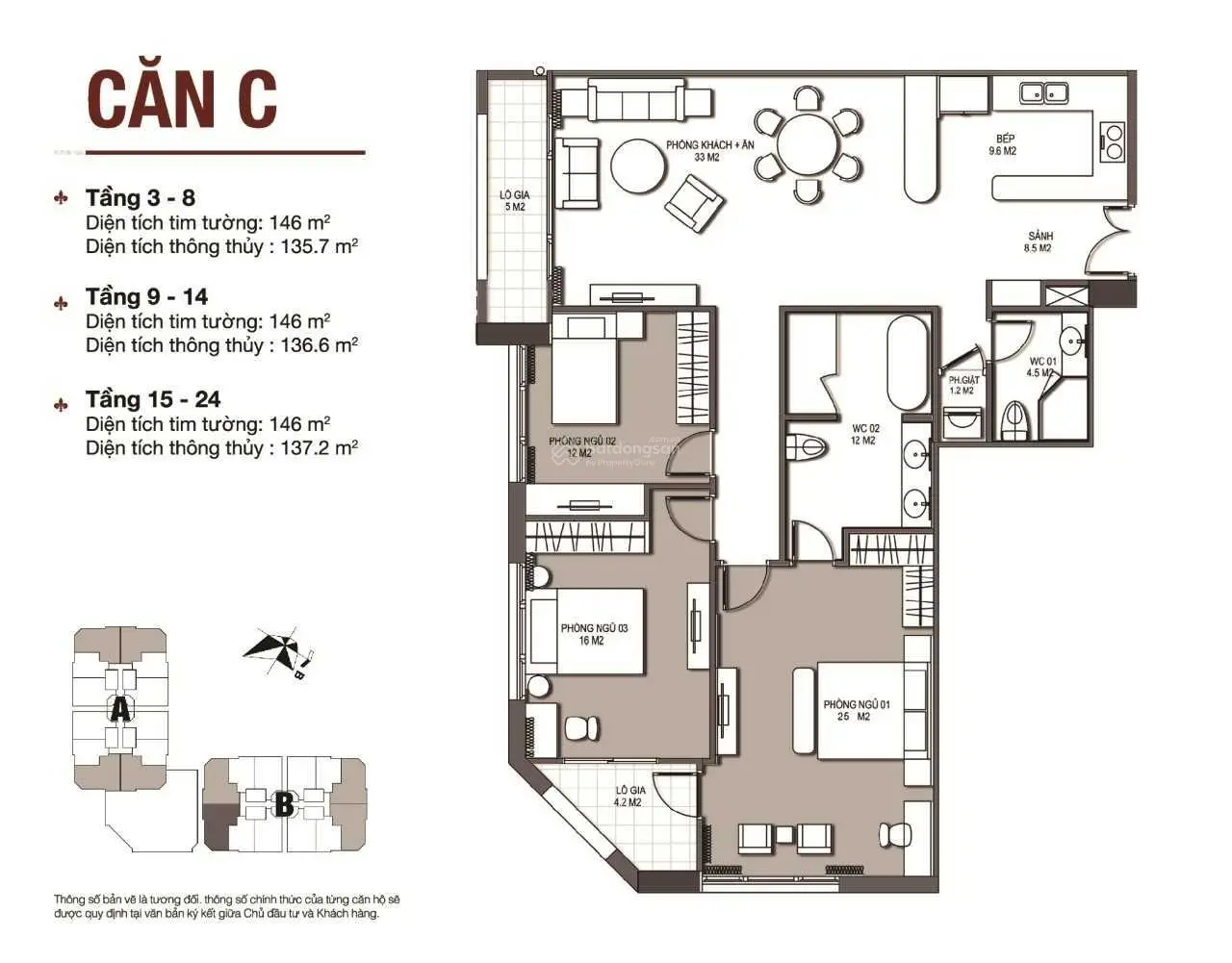 Full bảng hàng chính chủ + chủ đầu tư tháng 9 diện tích 146m2, 3 ngủ tòa D'. Le Roi Solei
