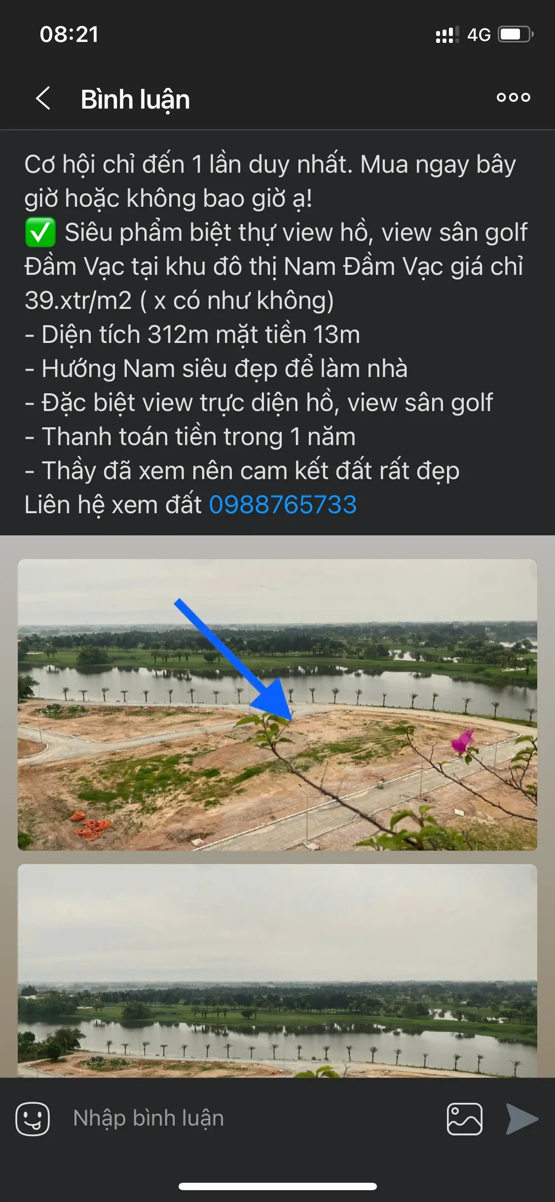 Lô biệt thự View Hồ và Sân Golf Đầm Vạc Khu Nam Đầm Vạc