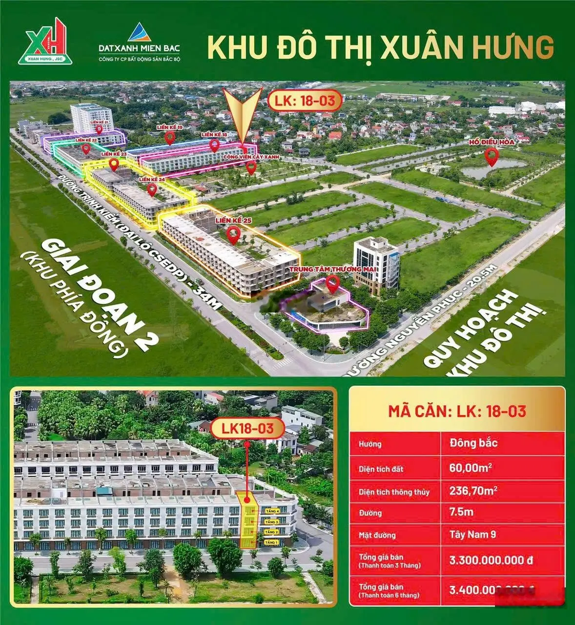 Duy nhất xuất ngoại giao nhà liền kề KĐT Xuân Hưng nhận ưu đãi về giá bán