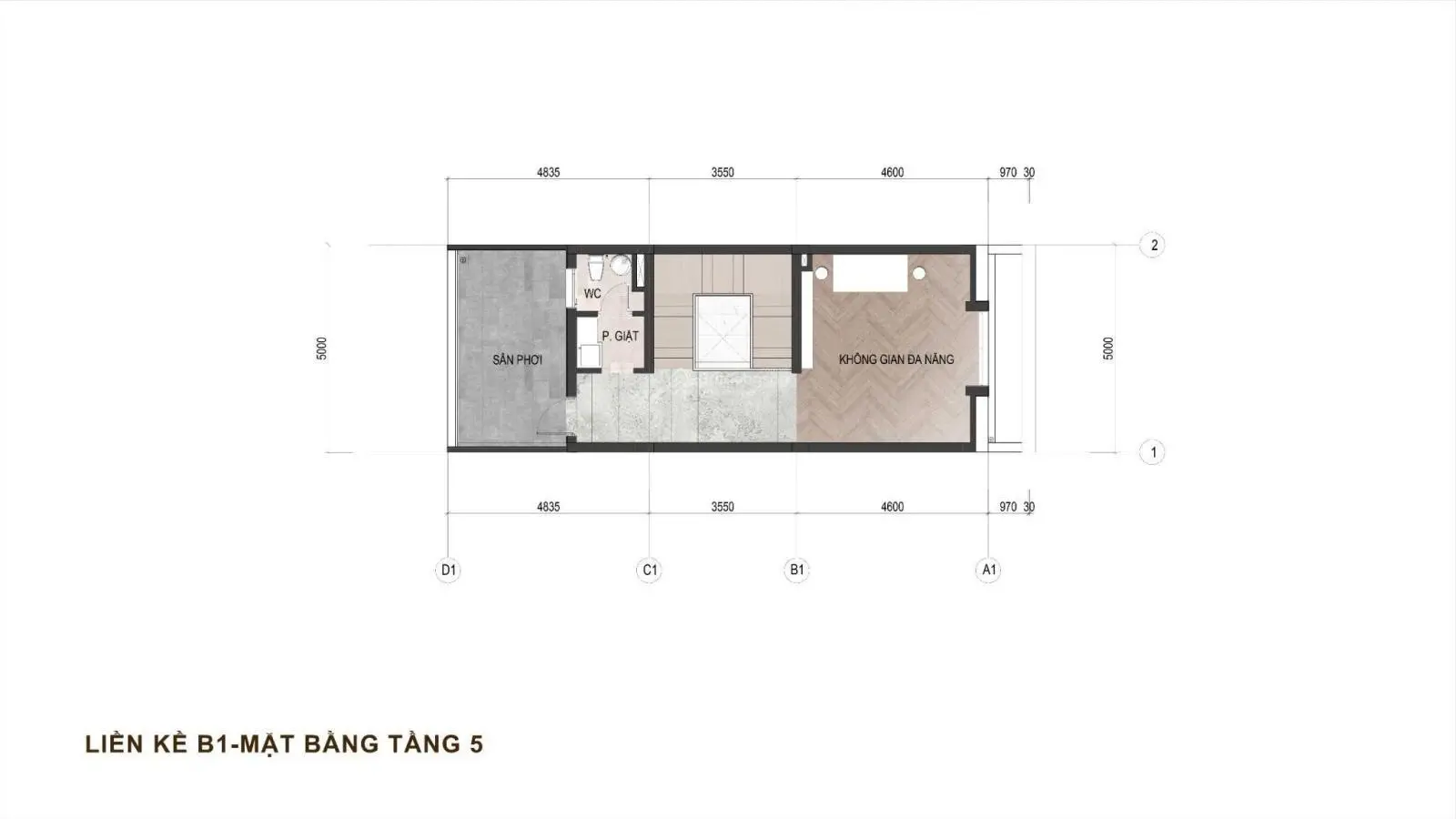 Bán LK5.8 diện tích 80m2 xây 5 tầng giá 4.8 tỷ tại Central Rieverside