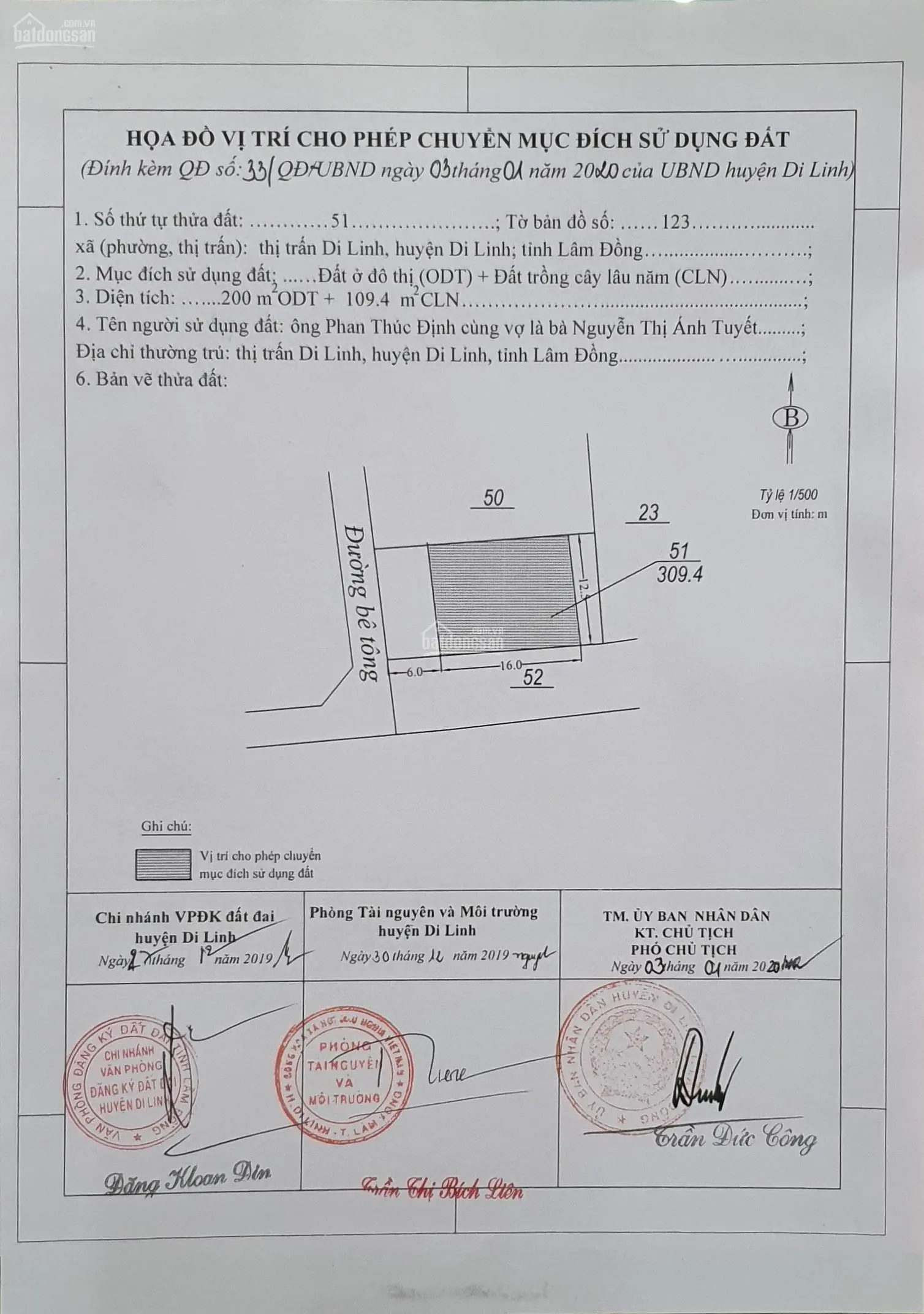 Chính chủ cần bán đất tại thị trấn Di Linh, huyện Di Linh, Lâm Đồng