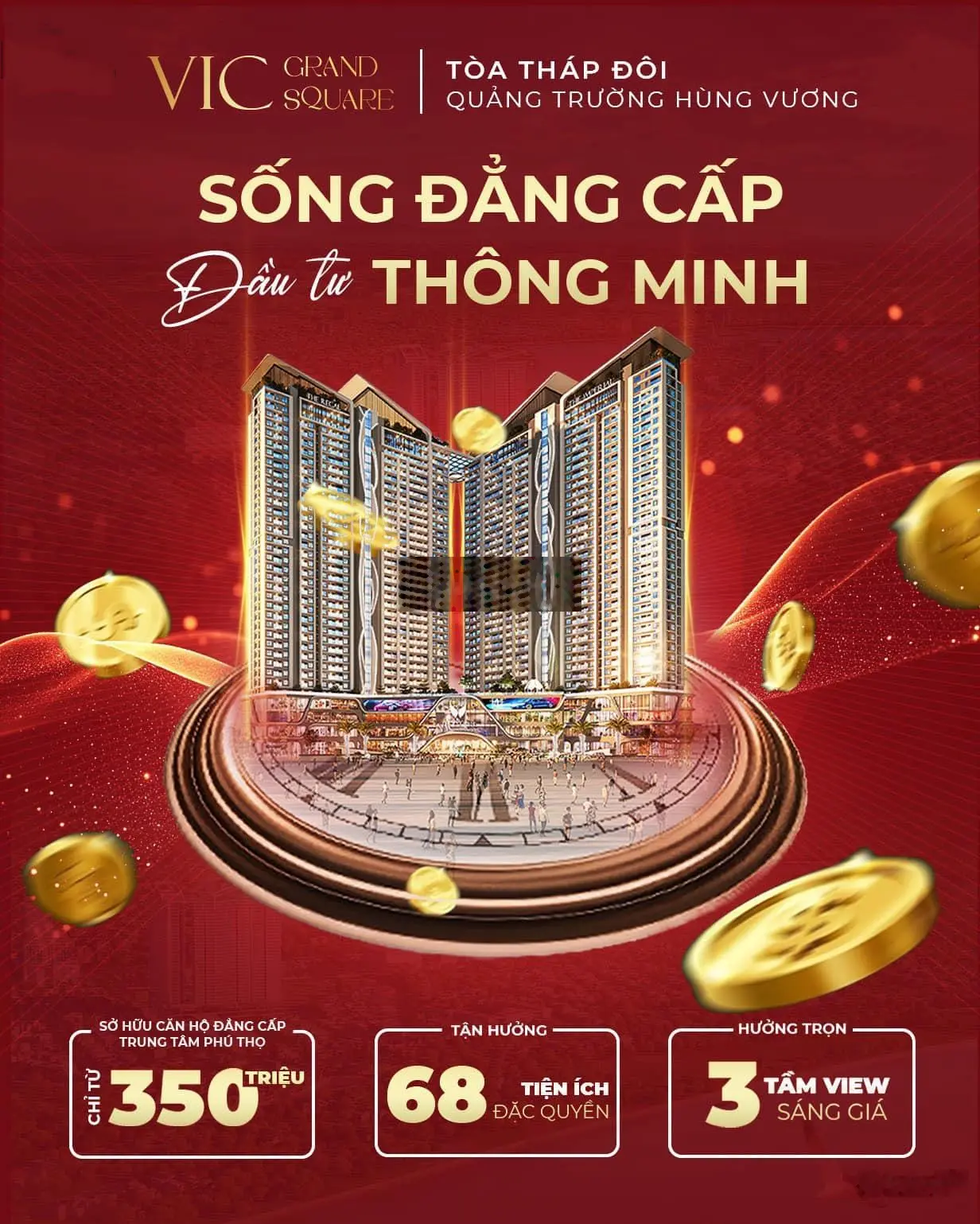 Qũy căn ngoại giao đặc biệt tại Vic Grand Square, CK khủng 10%, NH hỗ trợ 70%, ls 0% trong 30tháng