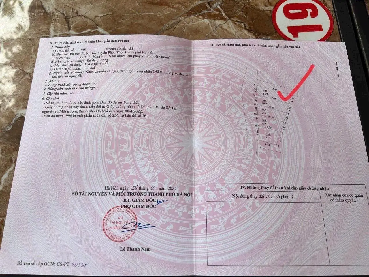 Chính chủ cần bán lô đất 2 mặt tiền mỏ gang tại thị trấn Phúc Thọ, Hà Nội