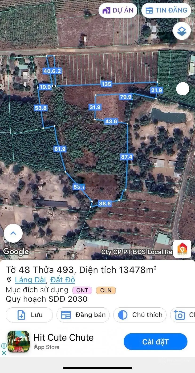 1.3tr/m2 thương lượng ( 1mẫu 3, 2.400m2 thổ cư) Láng Dài, BR-VT