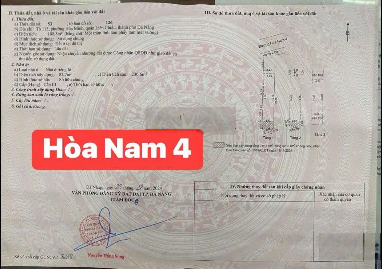 Nhà 3 tầng đường Hòa Nam 4, đi bộ ra Nguyễn Huy Tưởng, cách bến xe trung tâm chỉ 200m