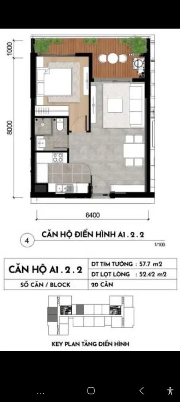 Căn hộ giá 2,095 tỷ VND tại Bình Thủy, Cần Thơ, diện tích 57.7 m2