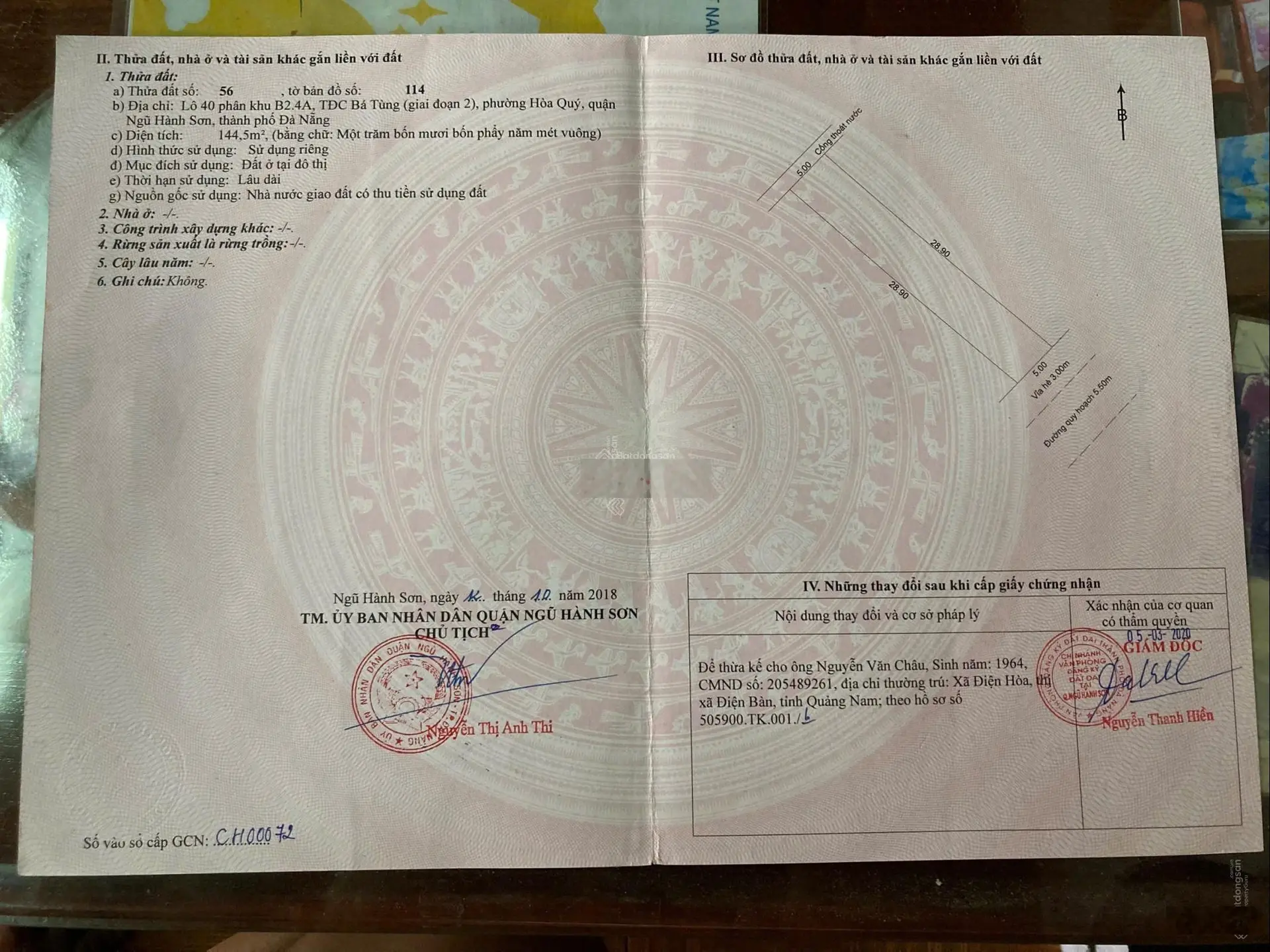 Đất đường Vân Đài Nữ Sĩ hướng Đông, Bá Tùng 2, Hòa Quý