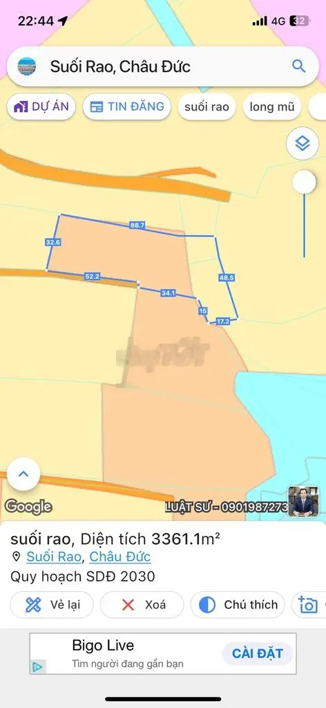 BÁN VƯỜN TRÁI CÂY VIEW HỒ LỚN XUỐI RAO - CHÂU ĐỨC