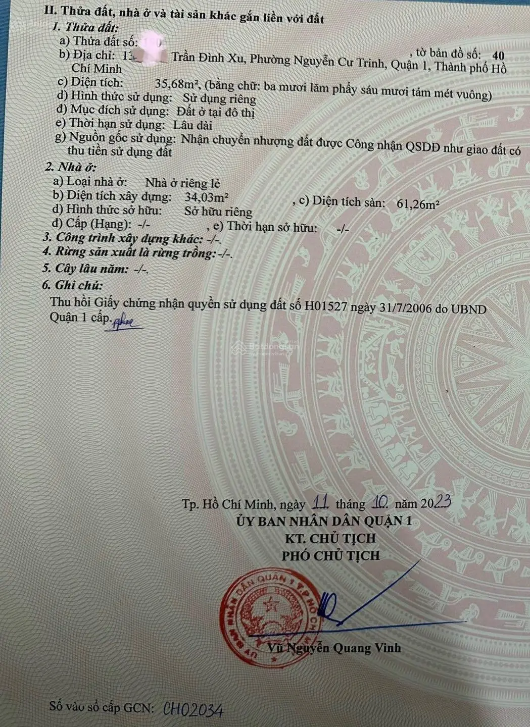 Bán nhà chợ hẻm 137/41/ Trần Đình Xu Phường Nguyễn Cư Trinh, Q1. 0778 066 *** Minh