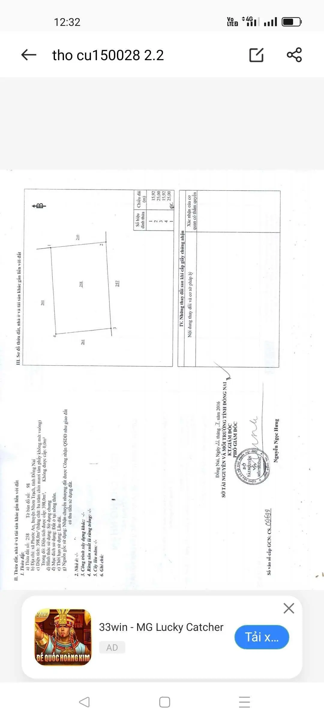 Bán nhà xưởng 3315m2 có 398m2 thổ cư đường xe công giá rẻ