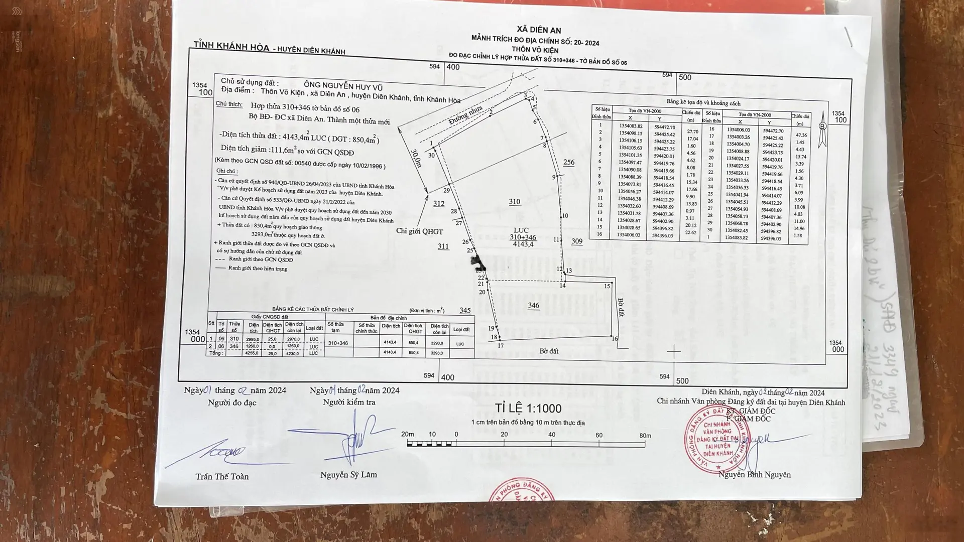 Bán đất: 4143m2 thôn Võ Kiện, xã Diên An, huyện Diên Khánh, tỉnh Khánh Hòa(sáp nhập về Nha Trang)