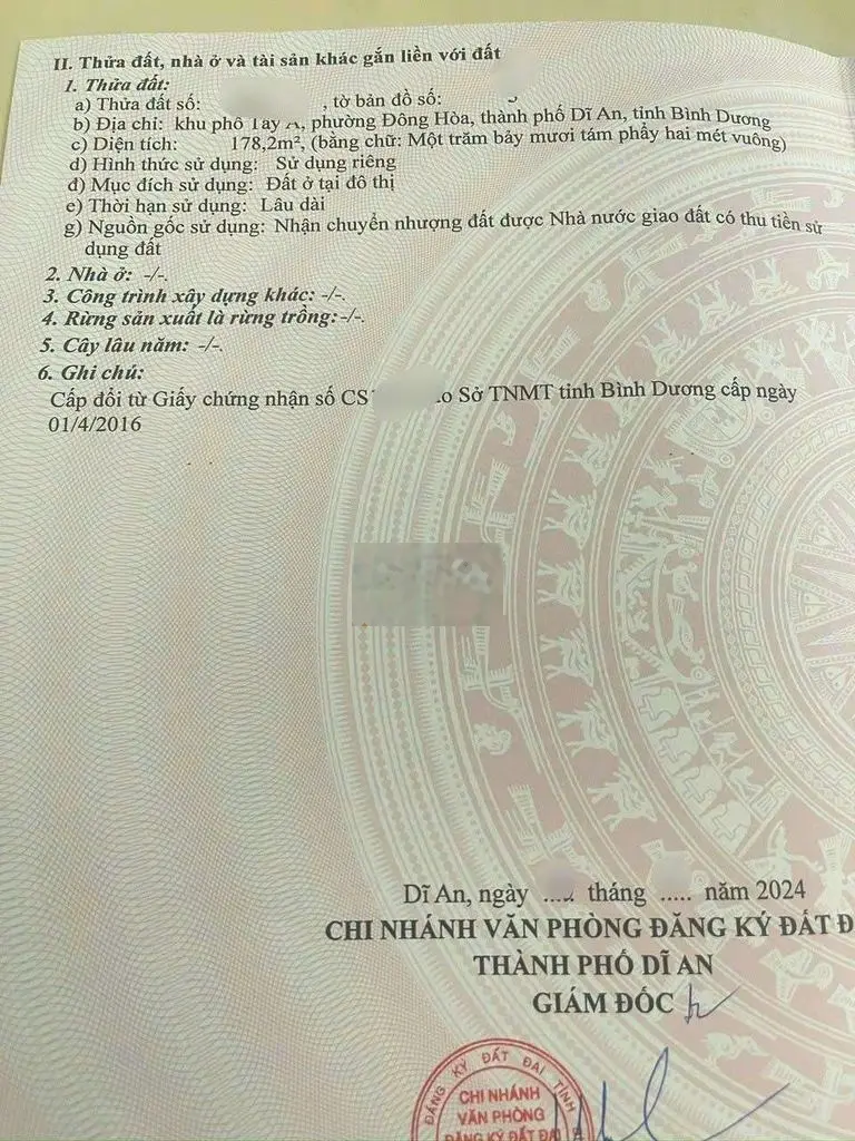 Đất ngang 10m Mặt tiền Võ Thị Sáu Đông Hòa Dĩ an