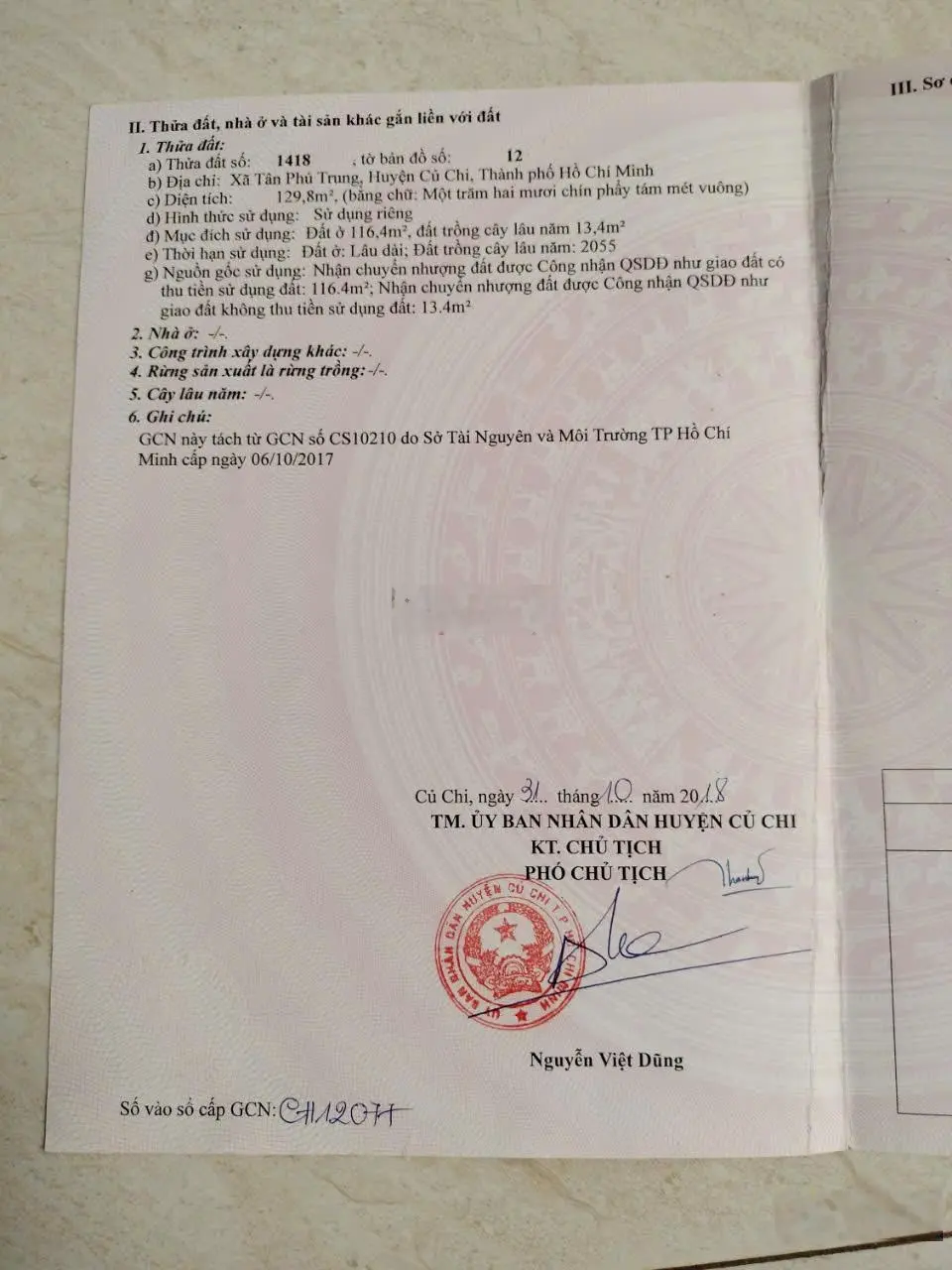 Nhà Đường Nguyễn Thị Bi, Xã Tân Phú Trung, Củ Chi, với diện tích 129m2, giá 2,6 tỷ VND. N