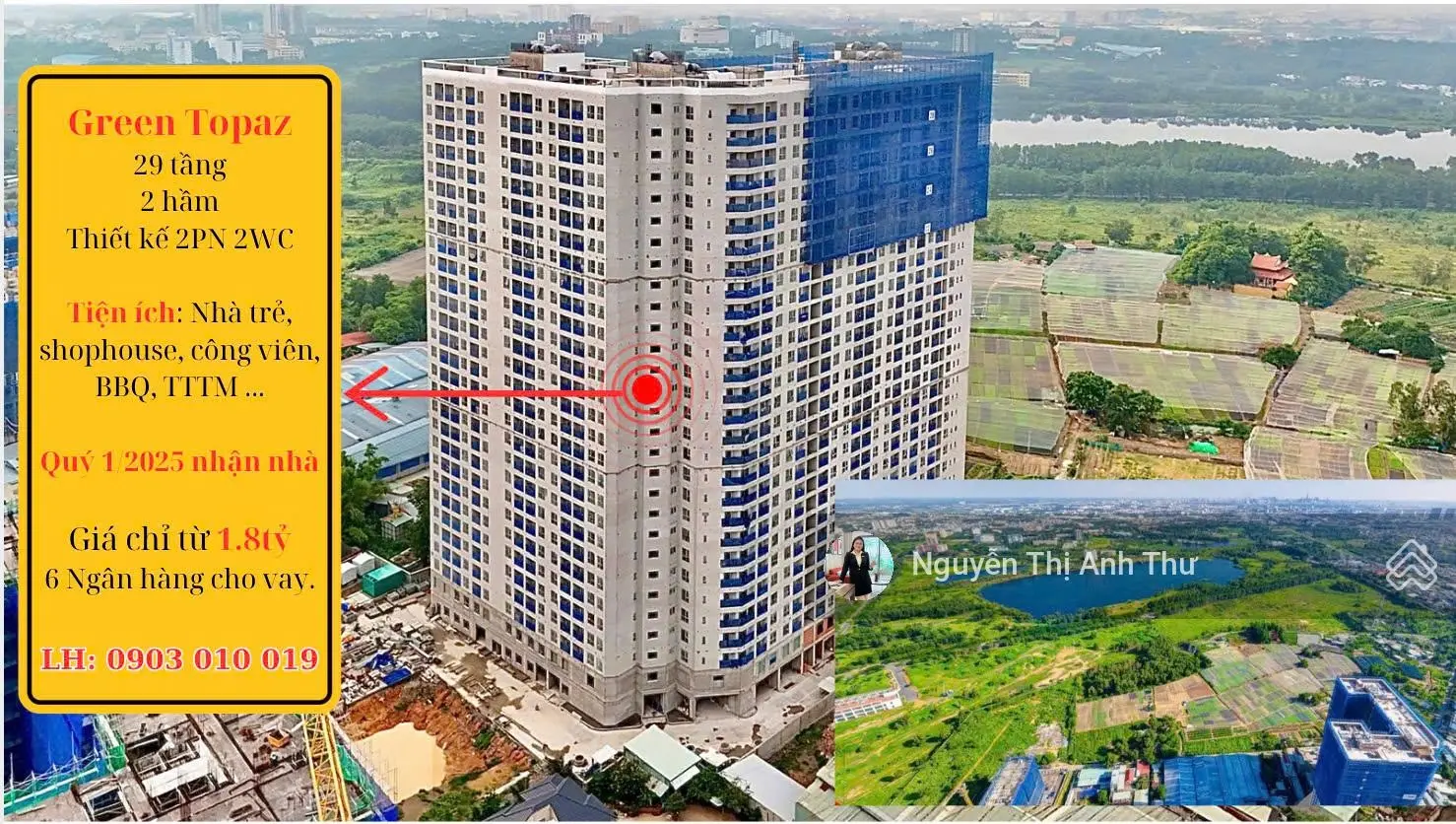 Kẹt tiền bán nhanh căn 53m2, view-tầng đẹp , 2PN 2WC, Giá đợt 1, cuối năm nhận nhà. LH 0903 010 ***