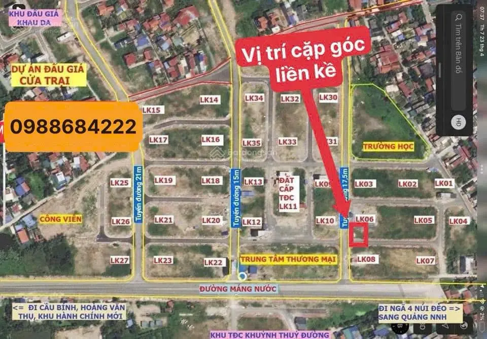 Bán cặp lô góc tại Thủy Đường, Thủy Nguyên, tổng DT 173.3 Gía chỉ nhỉnh 11 tỷ