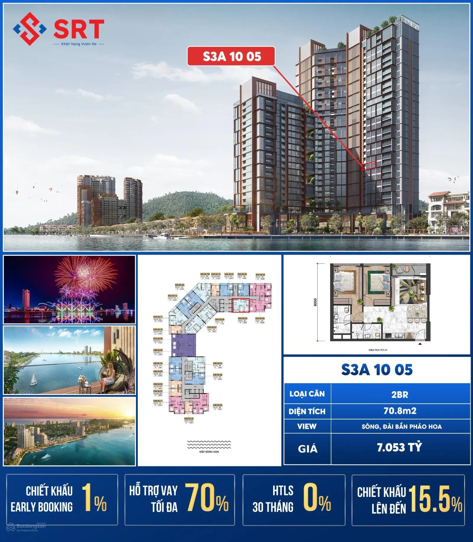 Ms Tuyết - Bán căn hộ cao cấp 2 phòng ngủ - giá 7.053 tỷ DT 70,8m2 - tặng 5 chỉ vàng 1% booking sớm