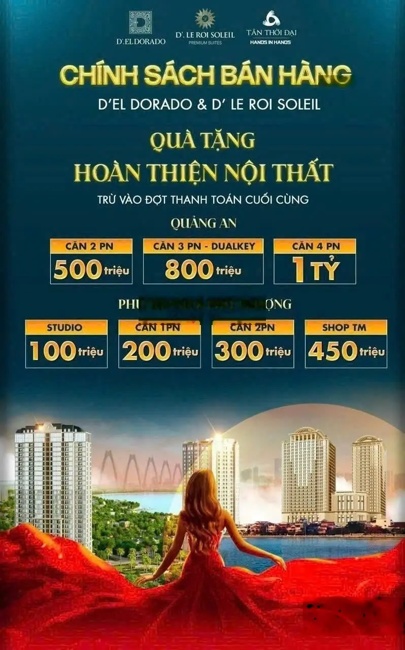 Tổng hợp quỹ căn đẹp có giá rẻ nhất tòa D'Le Roi Soleil số 2 Đặng Thai Mai, Quảng An Tây Hồ, Hà Nội