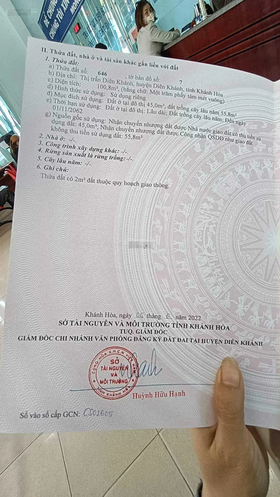 Bán lô đất trung tâm Diên Khánh, có giấy phép xây dựng