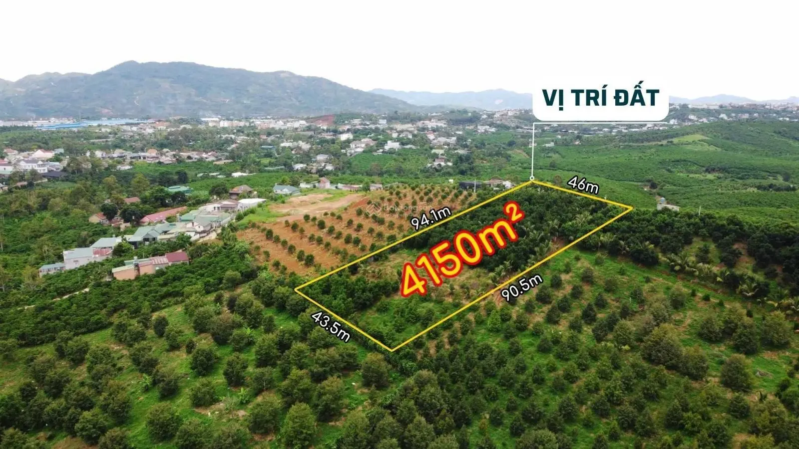 Bán vườn cây ăn trái view đẹp gần trung tâm Bảo Lộc, gần QL20, 4150m2 mặt đường 46m, QH đất ở (ONT)