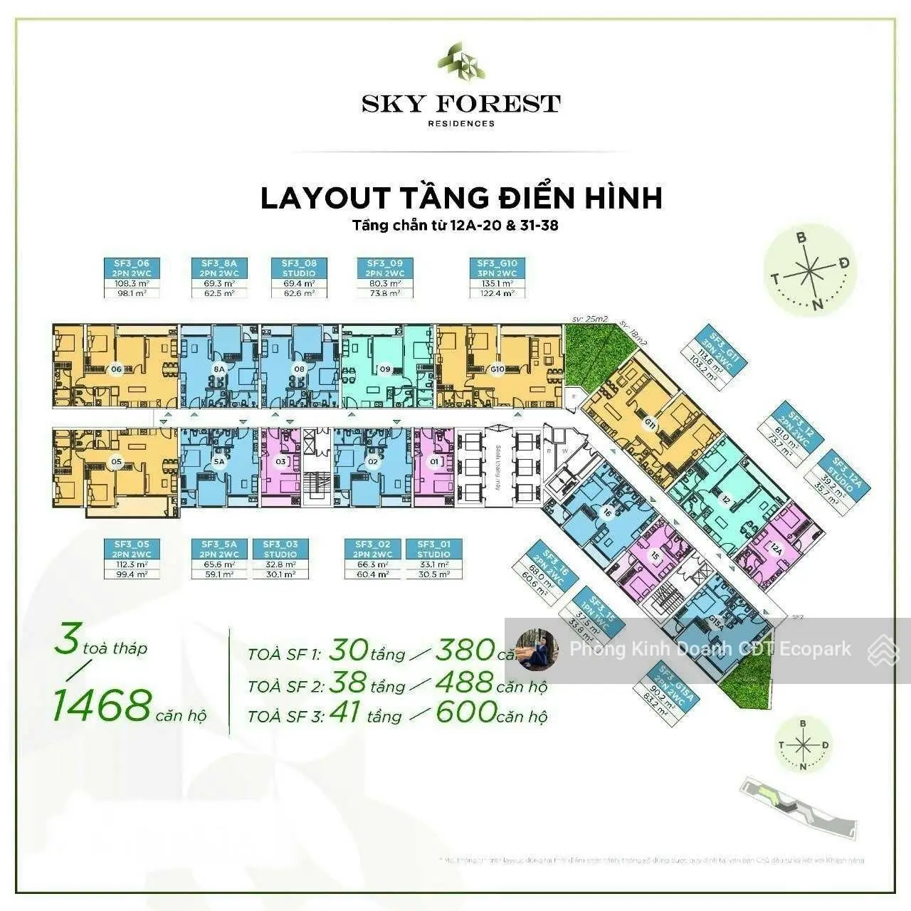 Cần bán 2 ngủ Sky Forest - View BTD - Nộp tiến độ - LH 0918 114 ***