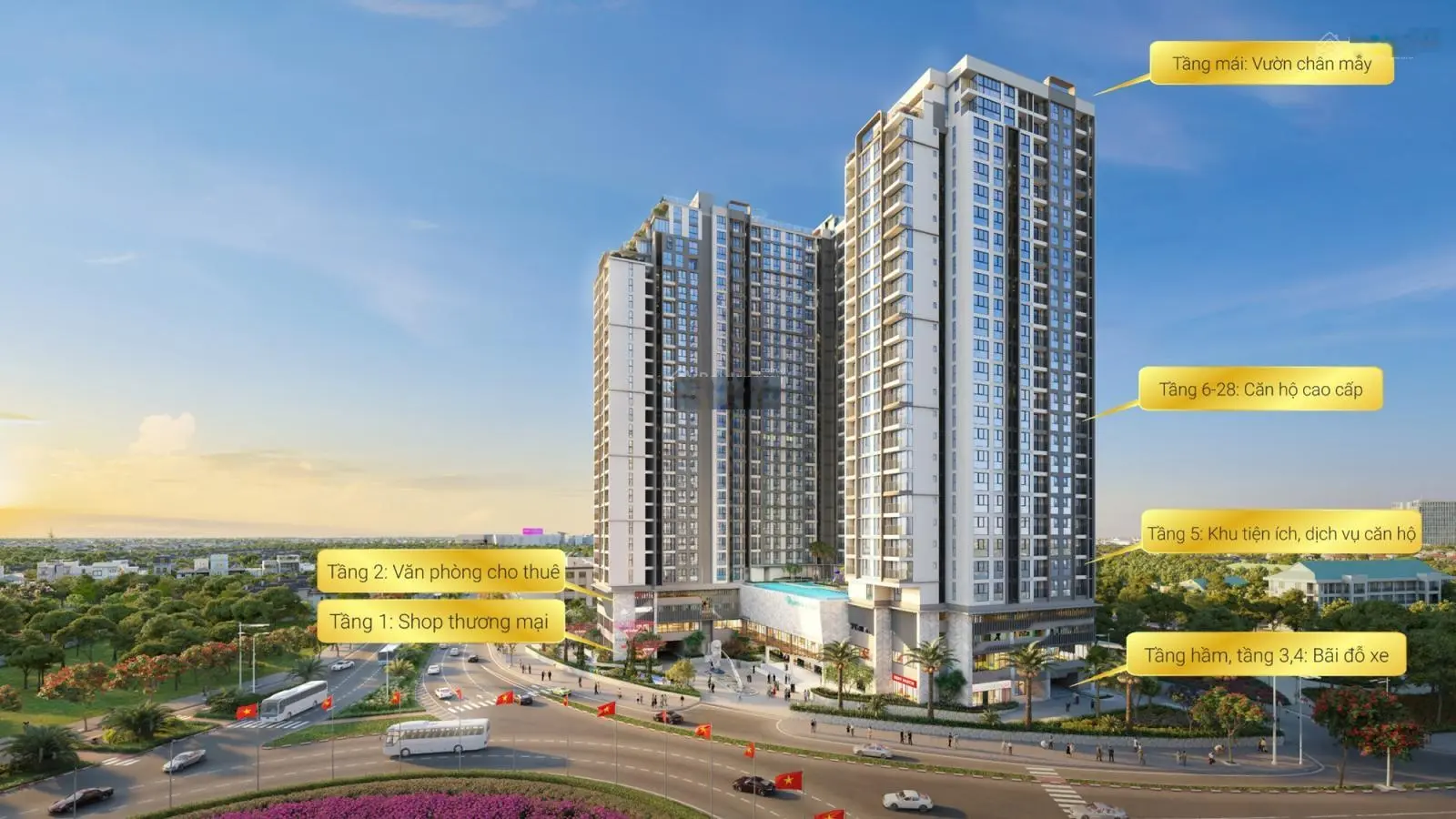 Căn hộ 3PN 102m2 duy nhất tại Sentosa Sky Park Hải Phòng, chiết khấu 329tr