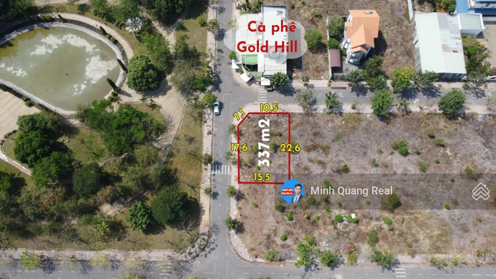 Lô góc 2 mặt tiền vip 337m2, đối diện công viên và cf Gold Hill, chỉ 22,5tr/m2 thương lượng mạnh