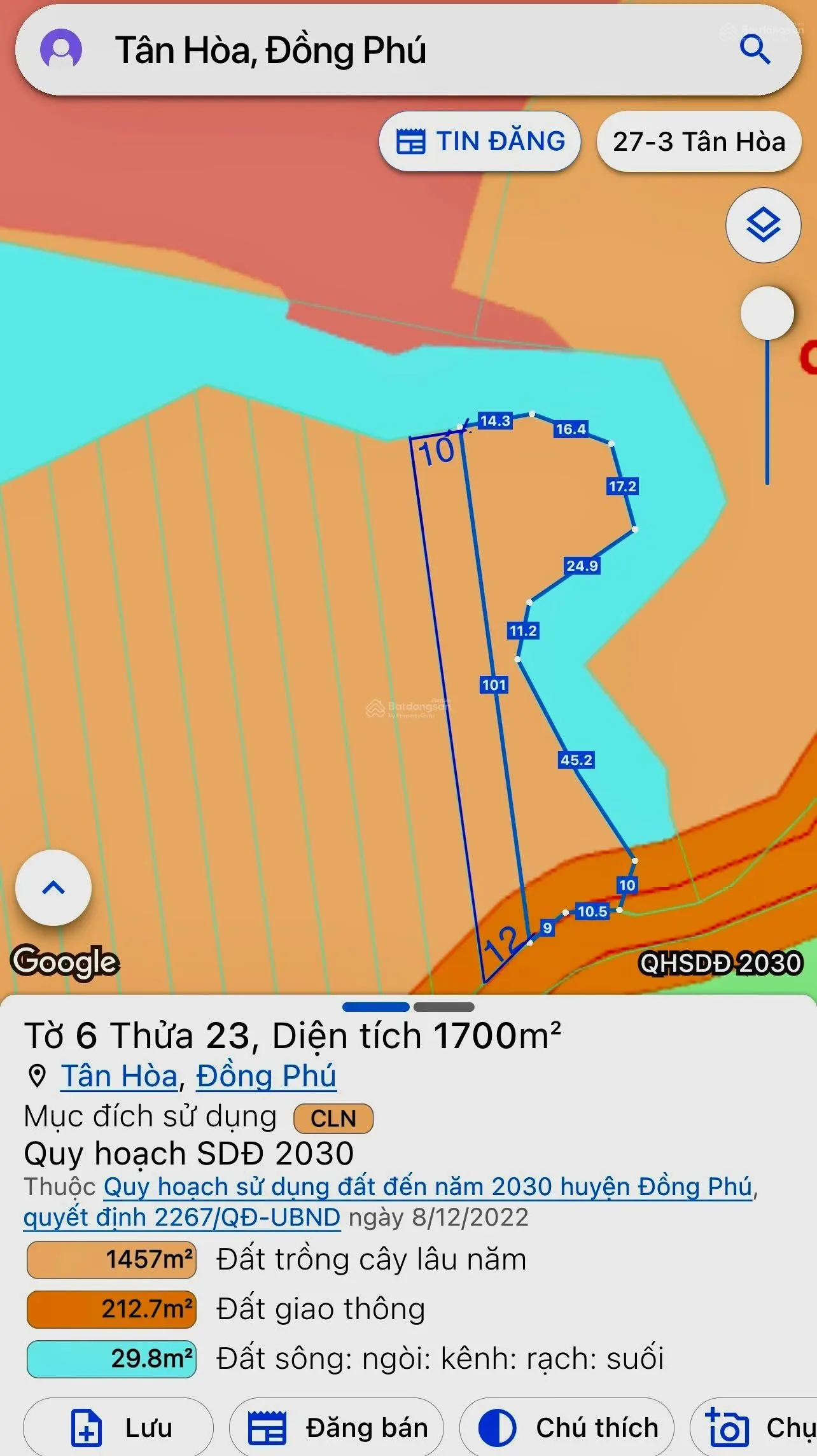 Bán Lô Đất 27m Đường ĐH- Tân Tiến Tân Hoà 32m Đồng Phú, Diện tích 2700m2 Sau Lưng Khu Công Nghiệp