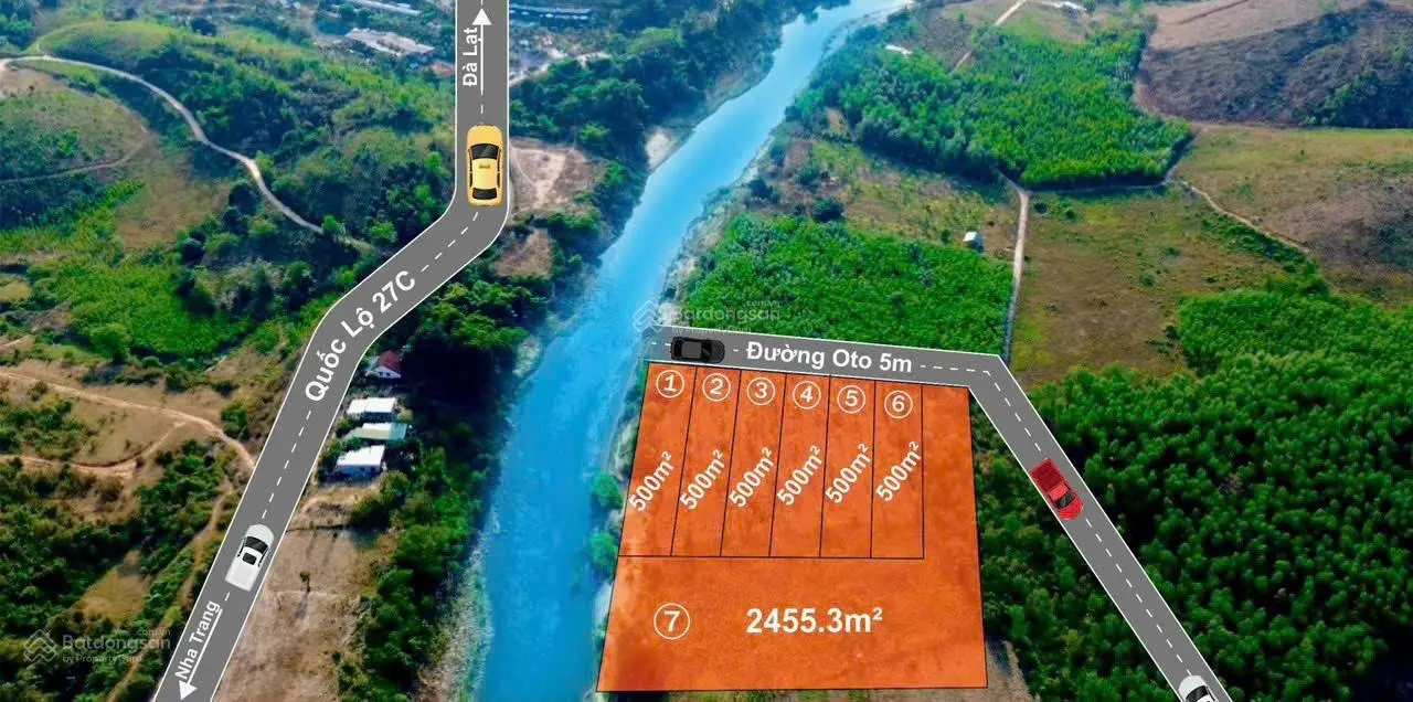 Bán đất giáp Sông Cái và Quốc lộ 27C đi từ Nha Trang lên TP Đà Lạt