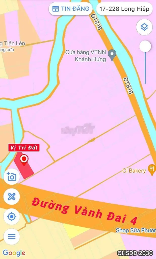 Đất vườn 1000m2, 2 MT, qh thổ, Bình Đức, Bến Lức