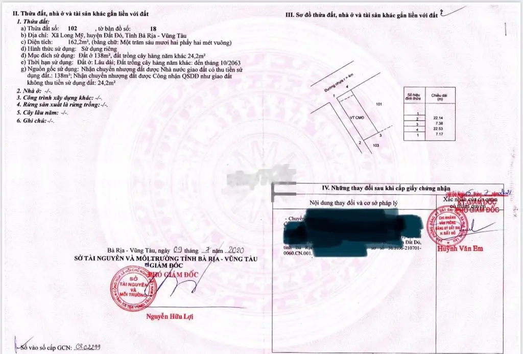 BÁN LÔ GÓC 2MT NHỰA LONG MỸ CÁCH BIỂN 5P GIÁ 1,55 TỶ