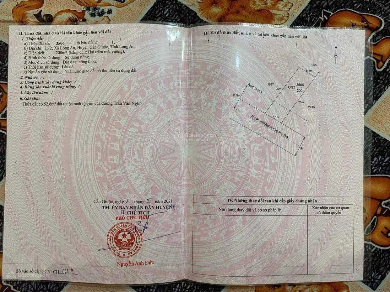 Đất mặt tiền Trần Văn Nghĩa, gần trung tâm hành chính