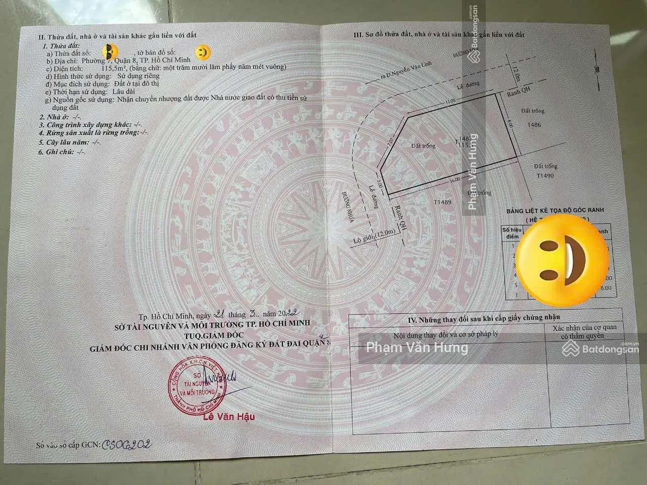 Bán đất nền thổ cư-lô góc 2 mặt tiền đường 12m - DT 116m2 - ngang 8m-Phường 7-Quận 8-giá nhỉnh 7 tỷ