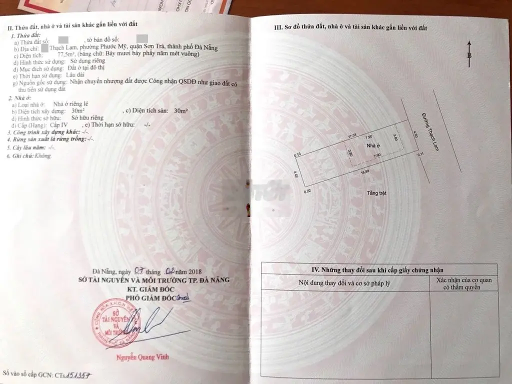 không có lô thứ 2--mặt tiền Thạch Lam hướng đông bắc