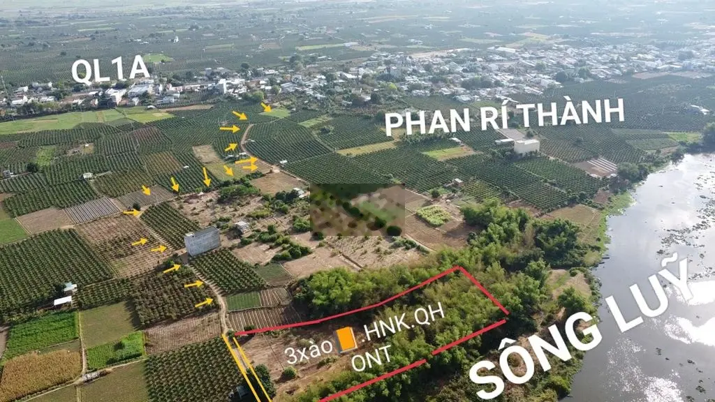 Bán đất gần sông diện tích 3300m2 tại Phan Rí Thành, Bắc Bình, Bình Thuận