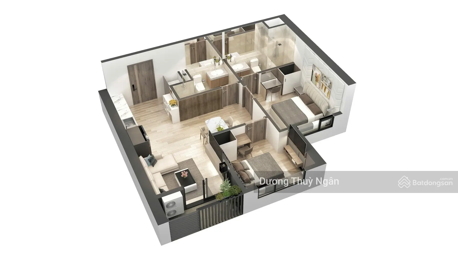 Chính chủ gửi bán căn hộ 2PN+2WC SkyOasis - view biệt thự đảo, DT 64,20m2, nội thất đầy đủ