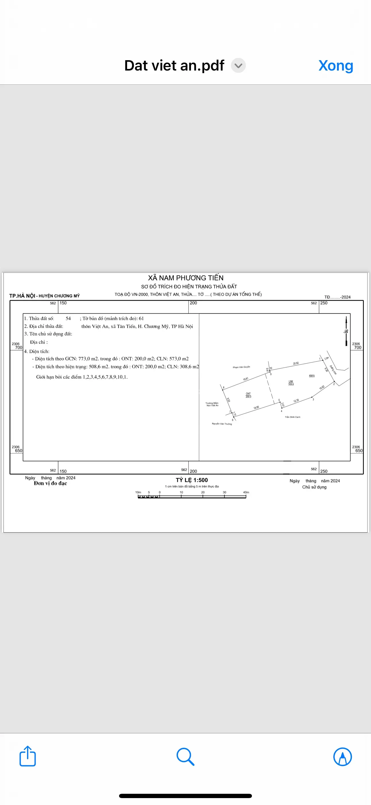 Chính lô đất diện tích 508m2 - 200m2 ONT xung quanh đã xây tường bao, đường bê tông to, giá 1,85 tỉ