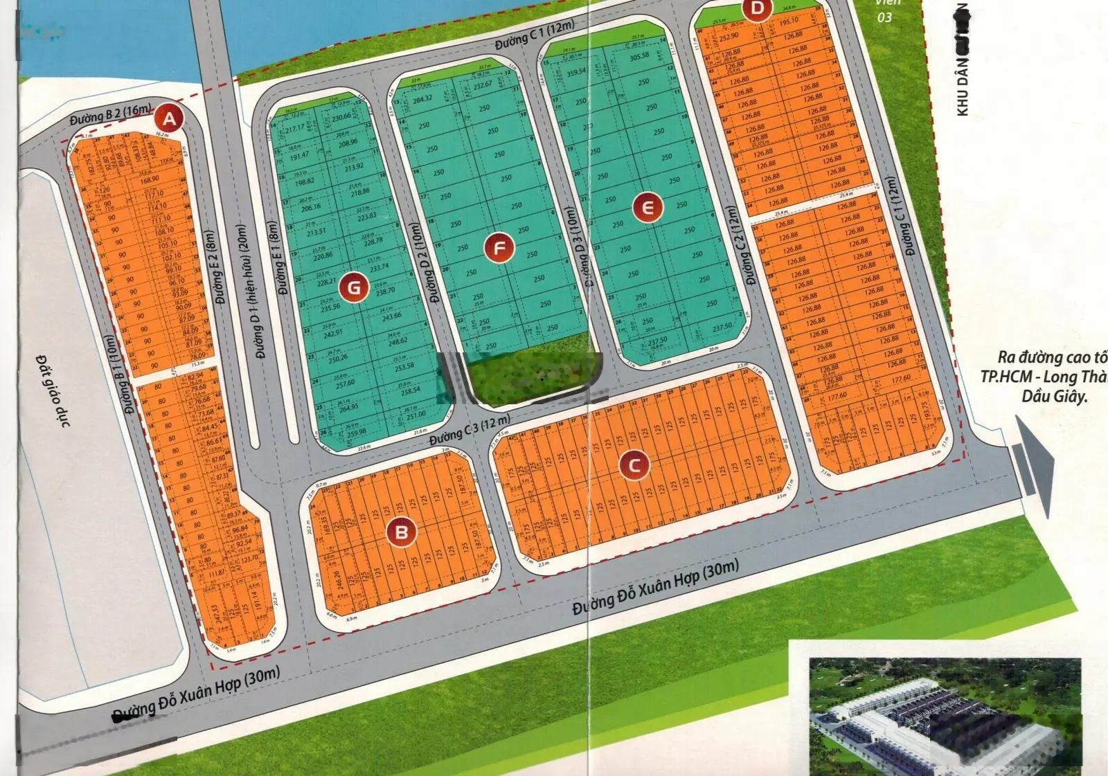 Bán đất chính chủ dự án Hoàng Anh Minh Tuấn 8x25m mặt đường Đỗ xuân hợp (căn góc)