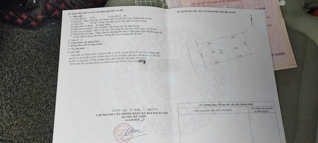 Bán lô 78.3m2 vuông như cục gạch tại Thanh Lâm - Mê Linh. Mặt tiền rộng, ô tô 7 chỗ vào tận đất