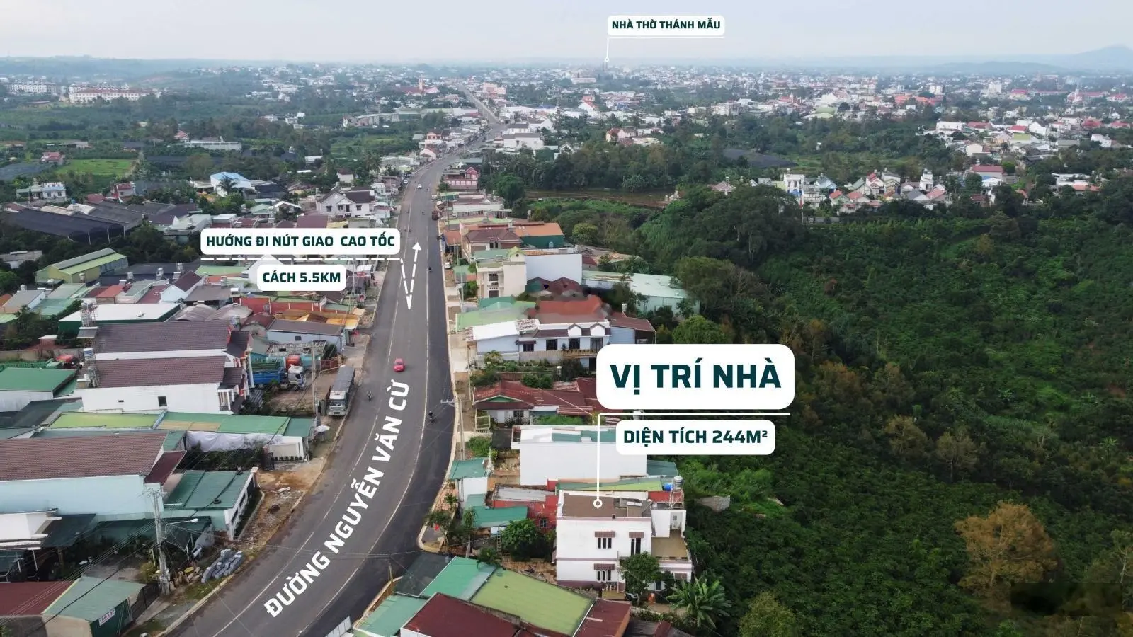 Nhà đất 2 mặt đường Nguyễn Văn Cừ, trung tâm Bảo Lộc view đồi núi, ngắm hoàng hôn, săn mây cực đẹp